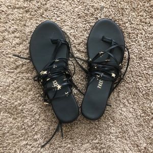 TKEES Black Star Wrap Sandals - Size 6